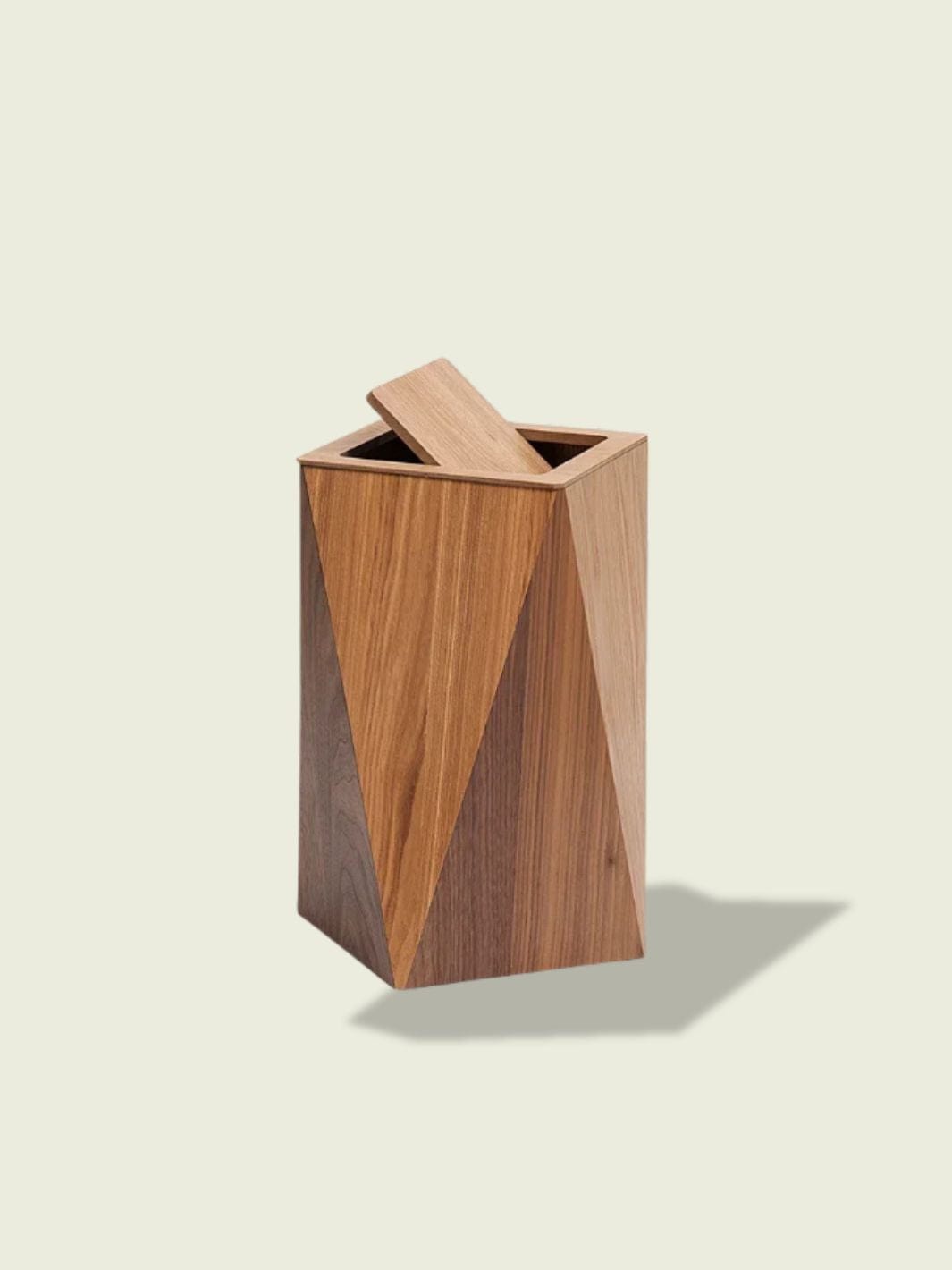 Poubelle de Cuisine en Bois​ Bois miel 18L avec couvercle