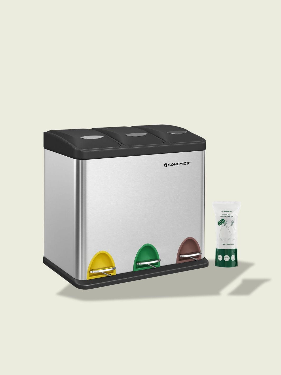 Poubelle de Tri Argent et Noir